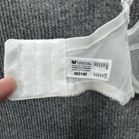 Wacoal Retro Chic Underwire Unlined Bra 40C White Lace Mesh Full Figure 855186 - Picture 7 of 9